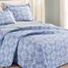 Charlton Home® Callie-Mai Standard Cotton Reversible 3 Piece Quilt Set Cotton in Blue | King Quilt + 2 King Shams | Wayfair