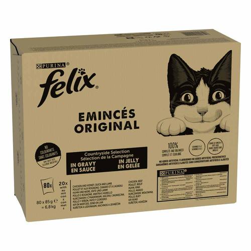 Megapack: 80x85g Felix Classic Pouches Geschmacksvielfalt vom Land Katzenfutter nass