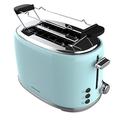 Cecotec Toaster 2 Scheiben Toast&Taste 1000 Retro Double Blue, 980 W, 2 Breite und Kurze Schlitze von 3,8 cm, Edelstahl, Obere Roste, Regulierbare Leistung, Krümelschublade