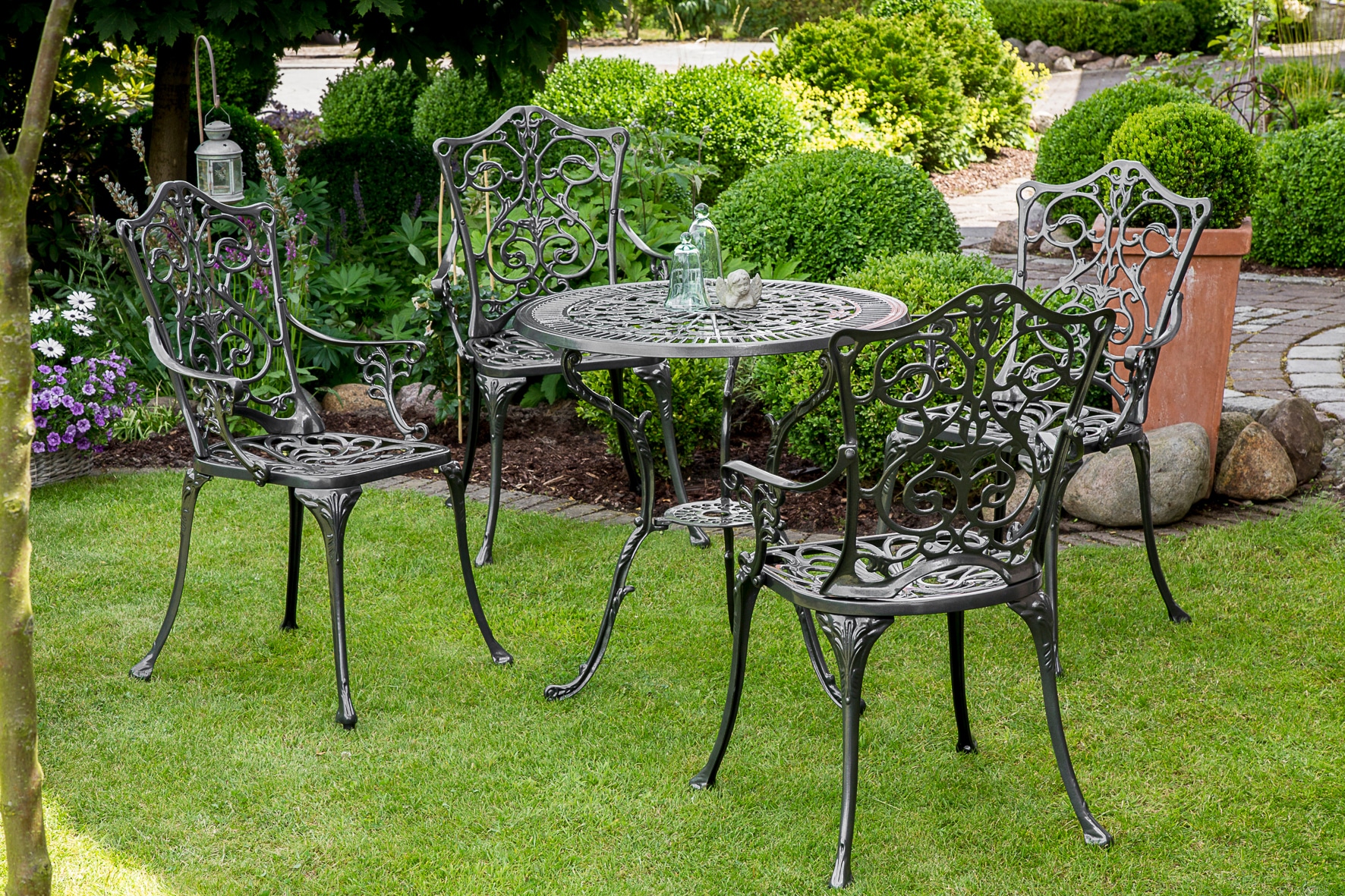 Garten-Essgruppe MERXX "Lugano", schwarz (schwarz,), Sitzmöbel-Sets