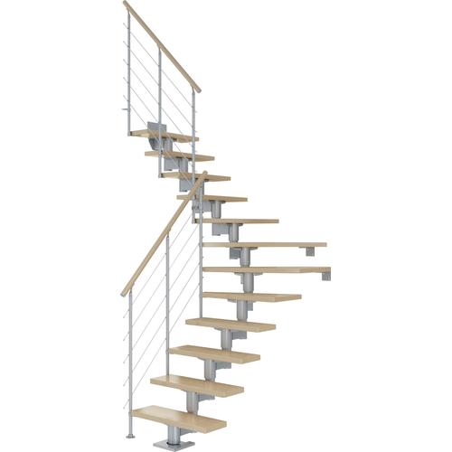 „DOLLE Mittelholmtreppe „“Cork““ Treppen AhornMetall Gr. 1/4 gewendelt, grau (perlgrau) Treppen“