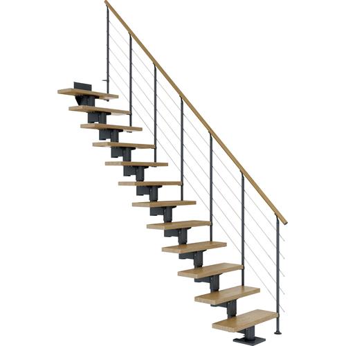 „DOLLE Mittelholmtreppe „“Cork““ Treppen Gr. gerade, grau (anthrazit) Treppen“