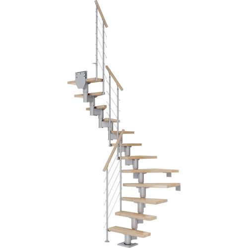 „DOLLE Mittelholmtreppe „“Dublin““ Treppen EicheMetall Gr. 1/2 gewendelt, grau (perlgrau) Treppen“