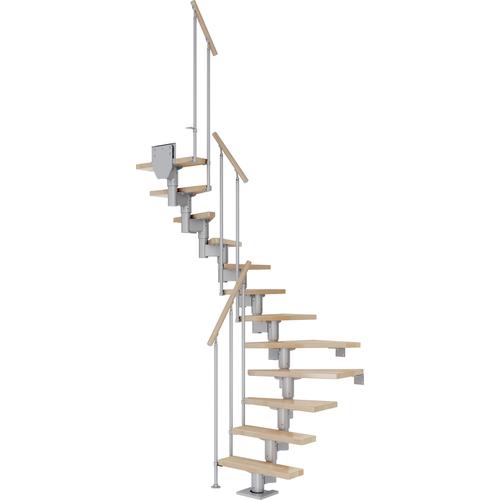 „DOLLE Mittelholmtreppe „“Dublin““ Treppen BucheMetall Gr. 1/2 gewendelt, grau (perlgrau) Treppen“