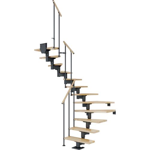 „DOLLE Mittelholmtreppe „“Cork““ Treppen BucheMetall Gr. 1/2 gewendelt, grau (anthrazit) Treppen“