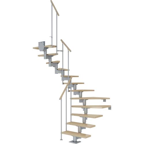 „DOLLE Mittelholmtreppe „“Cork““ Treppen AhornMetall Gr. 1/2 gewendelt, grau (perlgrau) Treppen“