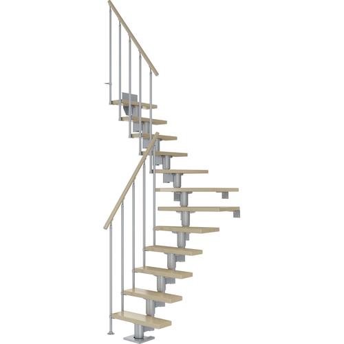 „DOLLE Mittelholmtreppe „“Dublin““ Treppen AhornMetall Gr. 1/4 gewendelt, grau (perlgrau) Treppen“