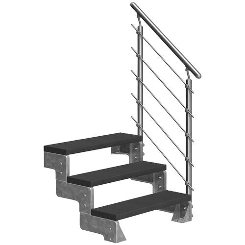 „DOLLE Außentreppe „“Gardentop““ Treppen TRIMAX-Stufen 80 cm Gr. gerade, silberfarben (anthrazit, silberfarben) Treppen“