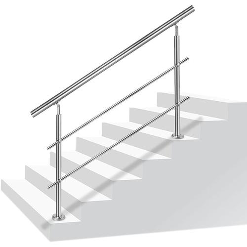 Geländer 120cm Edelstahl Treppengeländer Winkelverstellbar Handläufe mit Kugelring & 2 Pfosten