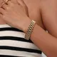 Bracelet de montre brillant exagéré pour femme bracelet de poignet plaqué or argent drapeau de