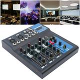 Fichiouy 4-Channel Mini Audio Mixer USB Bluetooth DJ Sound Mixing Console Amplifier Studio
