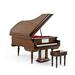 Sophisticated 18 Note Miniature Musical Hi-Gloss Brown Grand Piano with Bench - Glockenspiel (Magic Flute)