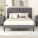 Full Size Velvet Fabric Platform Bed with Upholstered Headboard, No Box Spring Needed
