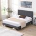 Queen Size Platform Bed Frame with Fabric Upholstered Headboard