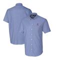 Men's Cutter & Buck Powder Blue New England Patriots Throwback Logo Stretch Oxford Button-Down Short Sleeve Shirt