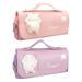 Qweryboo 2 Pack Cute Pencil Case with Squishy Cat Large Capacity 3 Compartment Pencil Pouch with Handle Cartoon 3D Extrusion Cat Toy Decoration Pen Storage Bag for Girls(pink+purple)