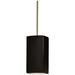 Rectangle LED Pendant - Carbon Black - Antique Brass - Rigid Stem