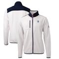 Men's Cutter & Buck White/Navy Los Angeles Chargers Cascade Eco Sherpa Fleece Full-Zip Throwback Jacket