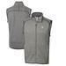 Men's Cutter & Buck Heather Gray Miami Dolphins Throwback Logo Mainsail Sweater-Knit Full-Zip Vest