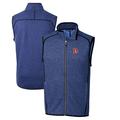 Men's Cutter & Buck Heather Royal Denver Broncos Throwback Logo Mainsail Sweater-Knit Full-Zip Vest