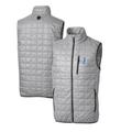 Men's Cutter & Buck Gray Detroit Lions Throwback Logo Rainier PrimaLoft Eco Insulated Full-Zip Puffer Vest