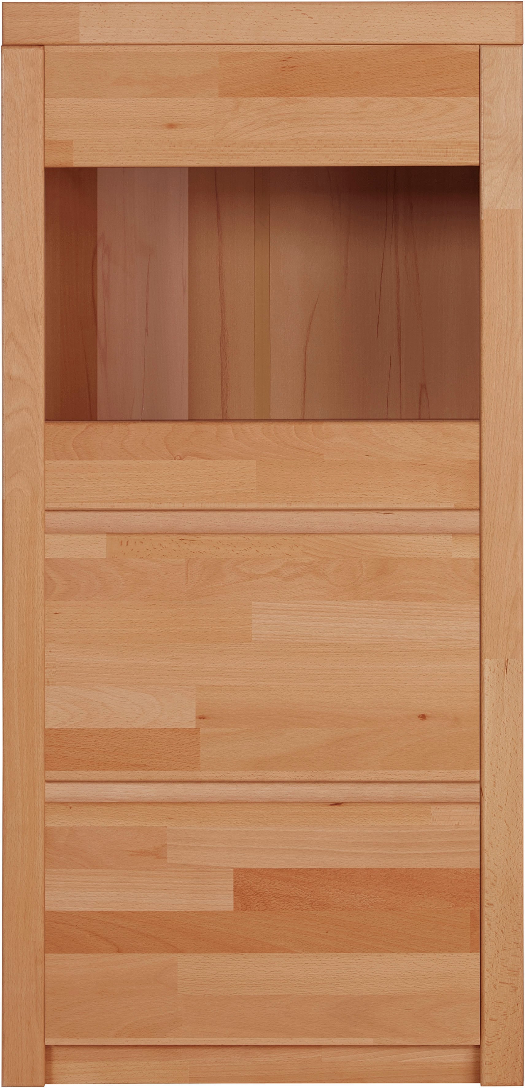 Vitrine HOME AFFAIRE "Silkeborg", beige (kernbuche teilmassiv), B:60cm H:125cm T:35cm, Holz teilmassiv, Schränke, Highboard, schöne grifflose Optik, teilmassiv Image