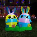 Arlmont & Co. 4Ft Height 2 Easter Bunny Inflatable w/ Built-In Led Lights Polyester in Blue | 48 H x 27.6 W x 55.2 D in | Wayfair