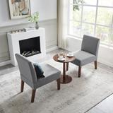 Slipper Chair - George Oliver Upholstered Slipper Chair w/ Side Table Linen in Gray | 32.28 H x 18.7 W x 25.98 D in | Wayfair