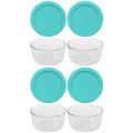 Pyrex (4) 7202 1-Cup Glass Bowls & (4) 7202-PC 1-Cup Lids Glass in Green/Blue | 8 H x 4 W x 4 D in | Wayfair 5302729, 1135961_4