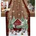 Christmas Tree Table Runner-Cotton Linen-Long 13x70 Inches Dresser Scarves Table Runner for Wedding Dining End Table Decor Christmas Truck Snowman