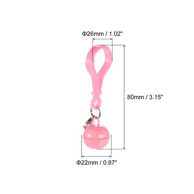 5Pcs Pet Bells, 26mm/1.02" Dia Plastic Lobster Clasp for DIY Crafts - Pink