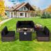 Latitude Run® 6 Piece Sofa Seating Group w/ Cushions Synthetic Wicker/All - Weather Wicker/Metal/Wicker/Rattan in Black | Outdoor Furniture | Wayfair