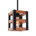 Anmytek Cube Wood Metal Chandelier Pendant Lighting for Kitchen Island Edison Hanging Light Fixture 1-Light