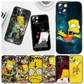 Coque de téléphone Disney Bart Simpson coque noire pour Apple iPhone 14 13 12 11 mini 8 7 XS Poly X