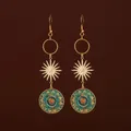 Boucles d'oreilles pendantes bohème vintage pour femme fleur de mandala et soleil