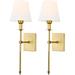 LOHAS Wal light Sets of 2 Classic Brushed Brass Sconces Wall Lighting Bathroom Vanity Light Fixture with Fabric Shade for Bedroom Living Room Hallway Kitchen Gold