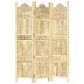 Suzicca Hand carved 3-Panel Room Divider 47.2 x65 Solid Mango Wood