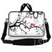 LSS 14-14.9 inch Neoprene Laptop Sleeve Bag Carrying Case with Handle and Adjustable Shoulder Strap - Lovebirds Eyecatching Red on Black and White