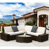 enyopro Patio Sofa Set 6 Piece Outdoor Furniture Set PE Rattan Wicker Sectional Sofa Furniture Manual Weaving Wicker Couch with Removable Cushions & Tea Table Ideal for Patio Deck Backyard K3228