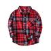 Kids Little Boys Girls Baby Red Plaid Flannel Shirt Jacket Long Sleeve Button Down Plaid Flannel Shacket Coat for Girl Boy