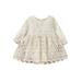 Musuos Kid Girl Romper Dress Long Sleeve Round Neck Patchwork High Waist Lace Floral Party Dress