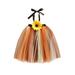 MERSARIPHY Little Girls Casual Halter Bandage Dress Fashion Sunflower Boat Neck Mesh Yarn A-line Dress