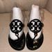 Tory Burch Shoes | Euc Size 9 Black Tory Burch Best Seller Miller Patent Leather Sandal | Color: Black/Gold | Size: 9