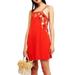 Free People Dresses | Free People Flower Fields Shift Mini Dress Floral Red L | Color: Red | Size: L