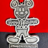 Disney Holiday | Disney Vacation Club Dvc 2010 Pewter Ornament - Gingerbread Man With Mickey Ears | Color: Gray/Red | Size: Os