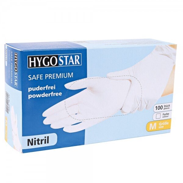 HYGOSTAR 10x90 Nitrilhandschuhe Weiss Größe XXL puderfrei Safe Premium Einweghandschuhe Einmalhandschuhe Nitril Handschuhe Image