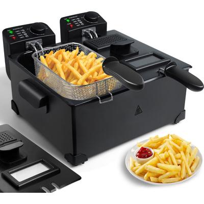 Aigostar - Große doppel-fritteuse mit 2 Körben und Deckeln, 6 l, 3600 w, Edelstahl, Sichtfenster, Image