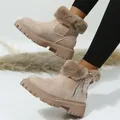 Bottes de neige confortables avec fourrure pour femmes chaussures à plateforme mollet large