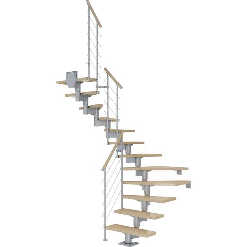 „DOLLE Mittelholmtreppe „“Cork““ Treppen Gr. 1/2 gewendelt, grau (perlgrau) Treppen“
