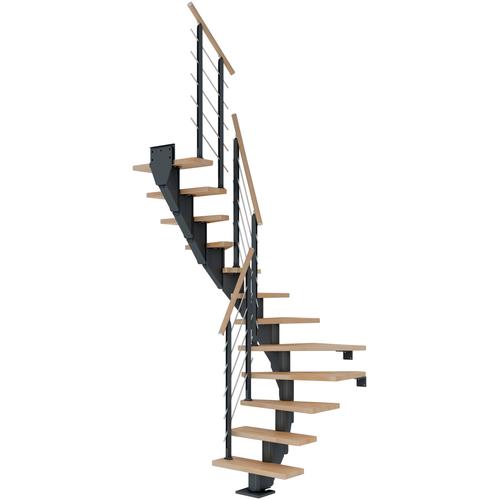 „DOLLE Mittelholmtreppe „“Frankfurt““ Treppen Gr. 1/4 gewendelt, grau (anthrazit) Treppen“